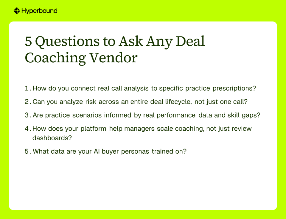 5 Questions to Ask Any Deal Coaching Vendor