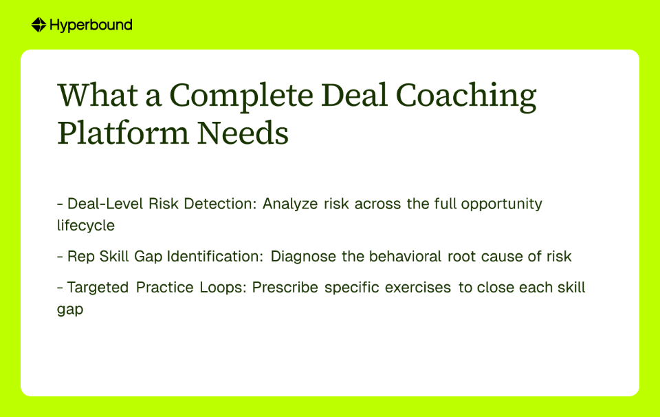 What a Complete Deal Coaching Platform Needs