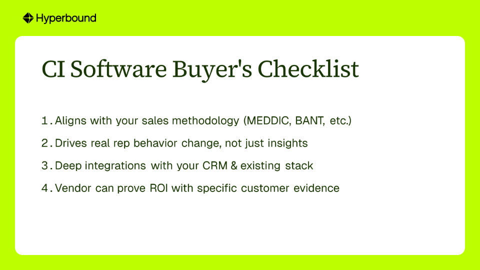 CI Software Buyer's Checklist
