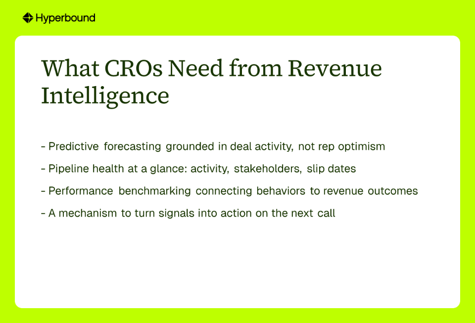 What CROs Need from Revenue Intelligence