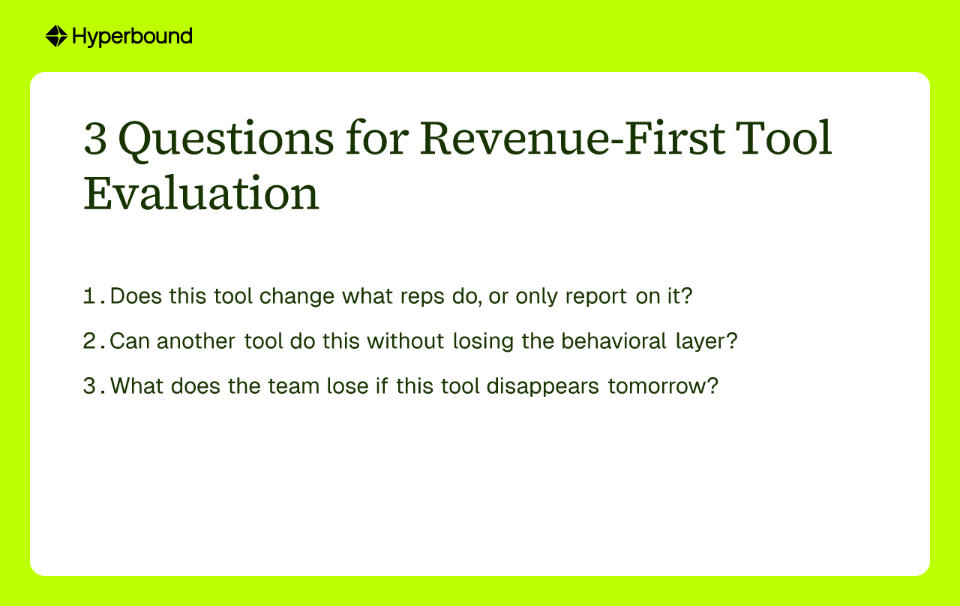 3 Questions for Revenue-First Tool Evaluation