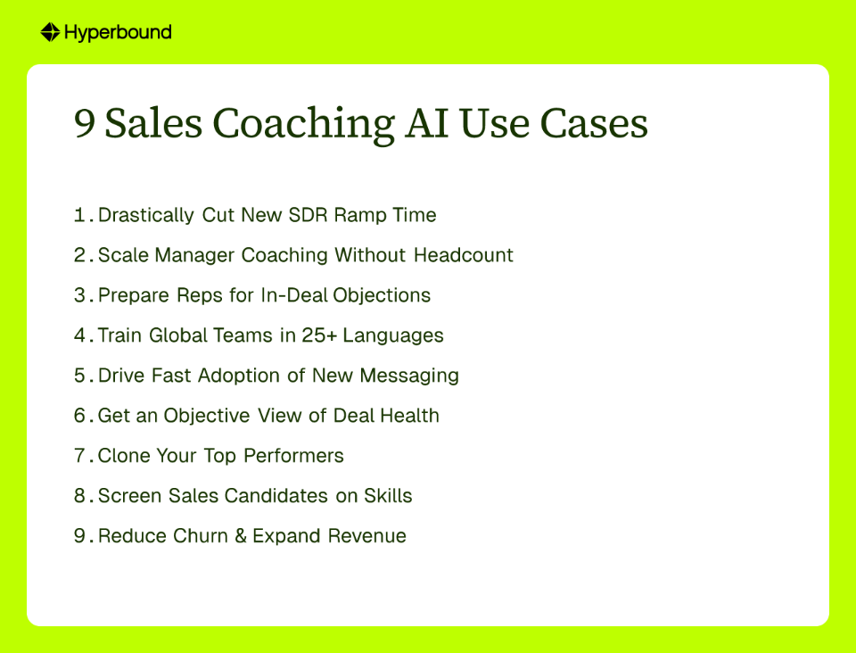 9 Sales Coaching AI Use Cases