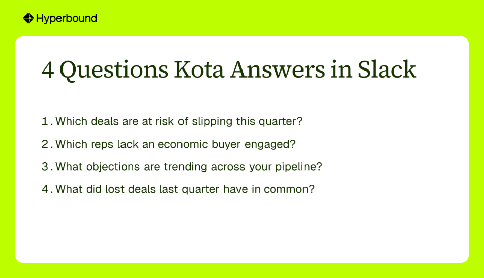 4 Questions Kota Answers in Slack