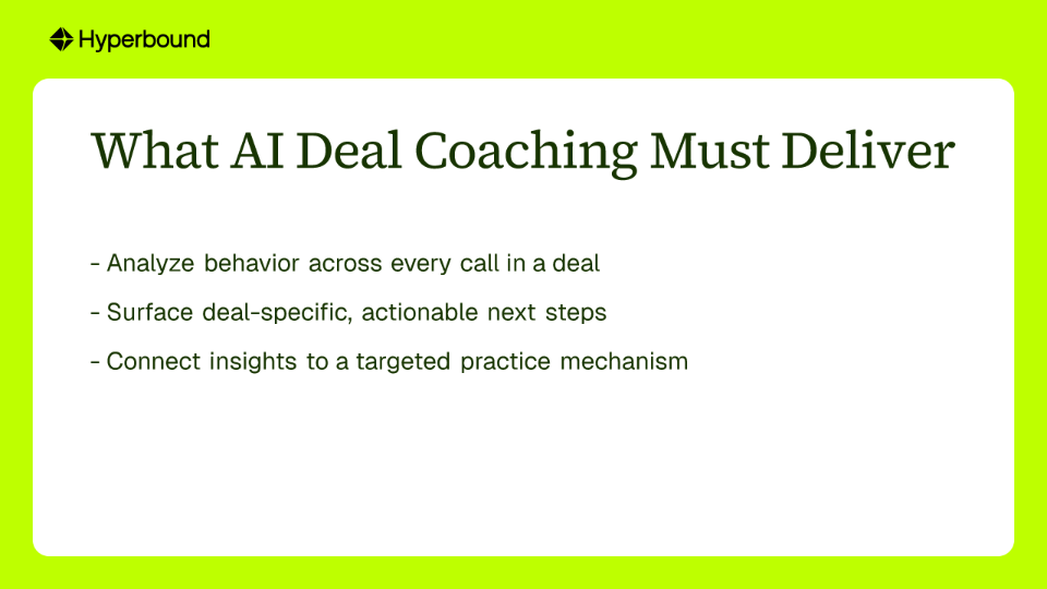 What AI Deal Coaching Must Deliver