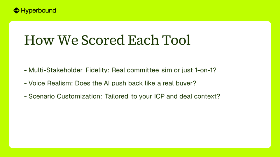 How We Scored Each Tool: Multi-Stakeholder Fidelity, Voice Realism, Scenario Customization