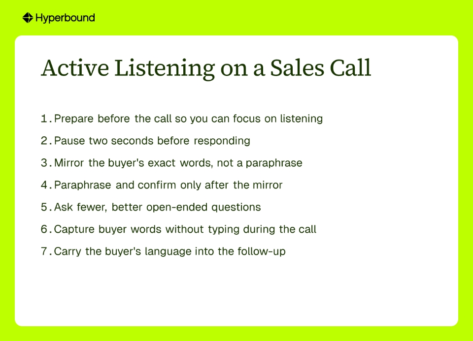 Active Listening on a Sales Call