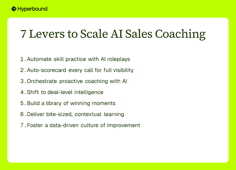 7 Levers to Scale AI Sales Coaching