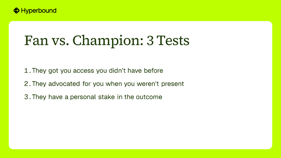 Fan vs. Champion: 3 Tests