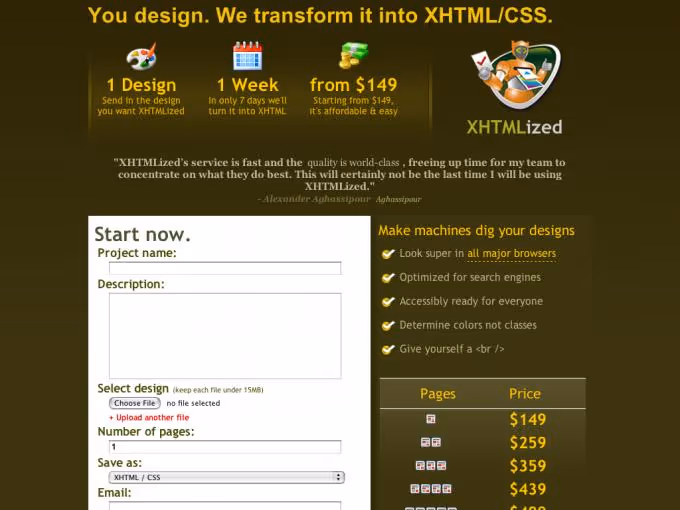 The image shows the oldest version of our website.
