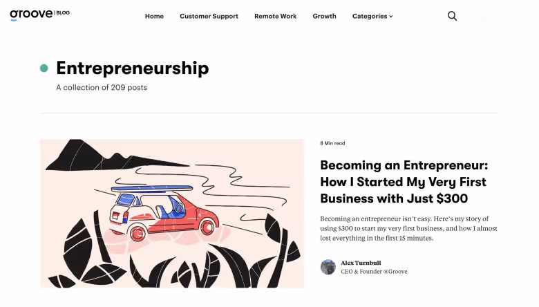 The Groove Blog website layout