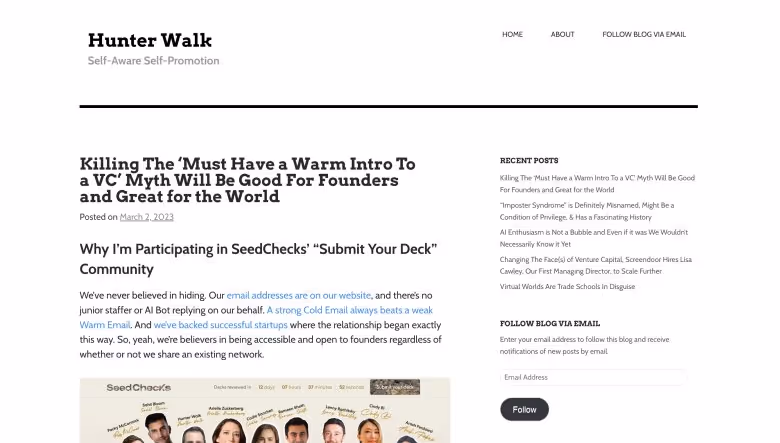 Hunter Walk website.