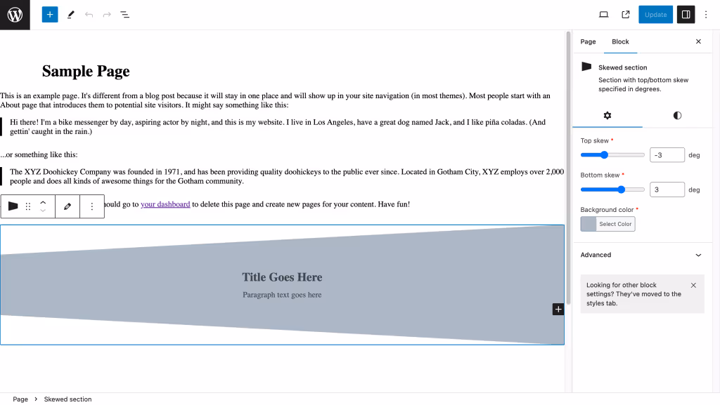 An image showing WordPress admin editor, a gutenberg block.