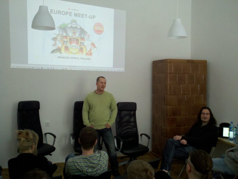 Stano is giving a talk on a meet up in Krakow's office