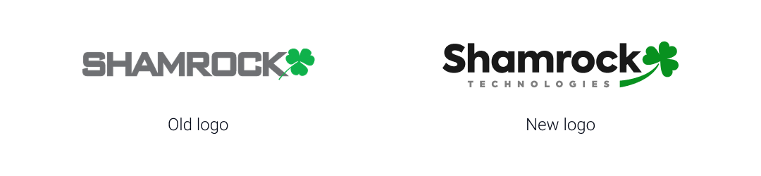 An image showing old and new Shamrock logo