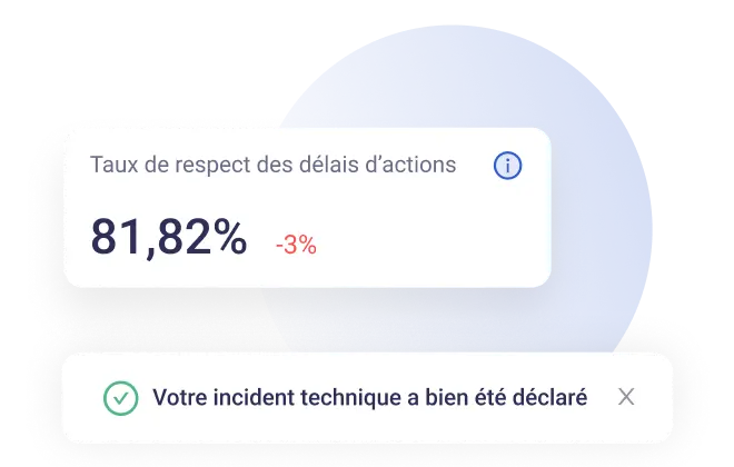Vue simplifiée de la fonctionnalité incidents techniques.