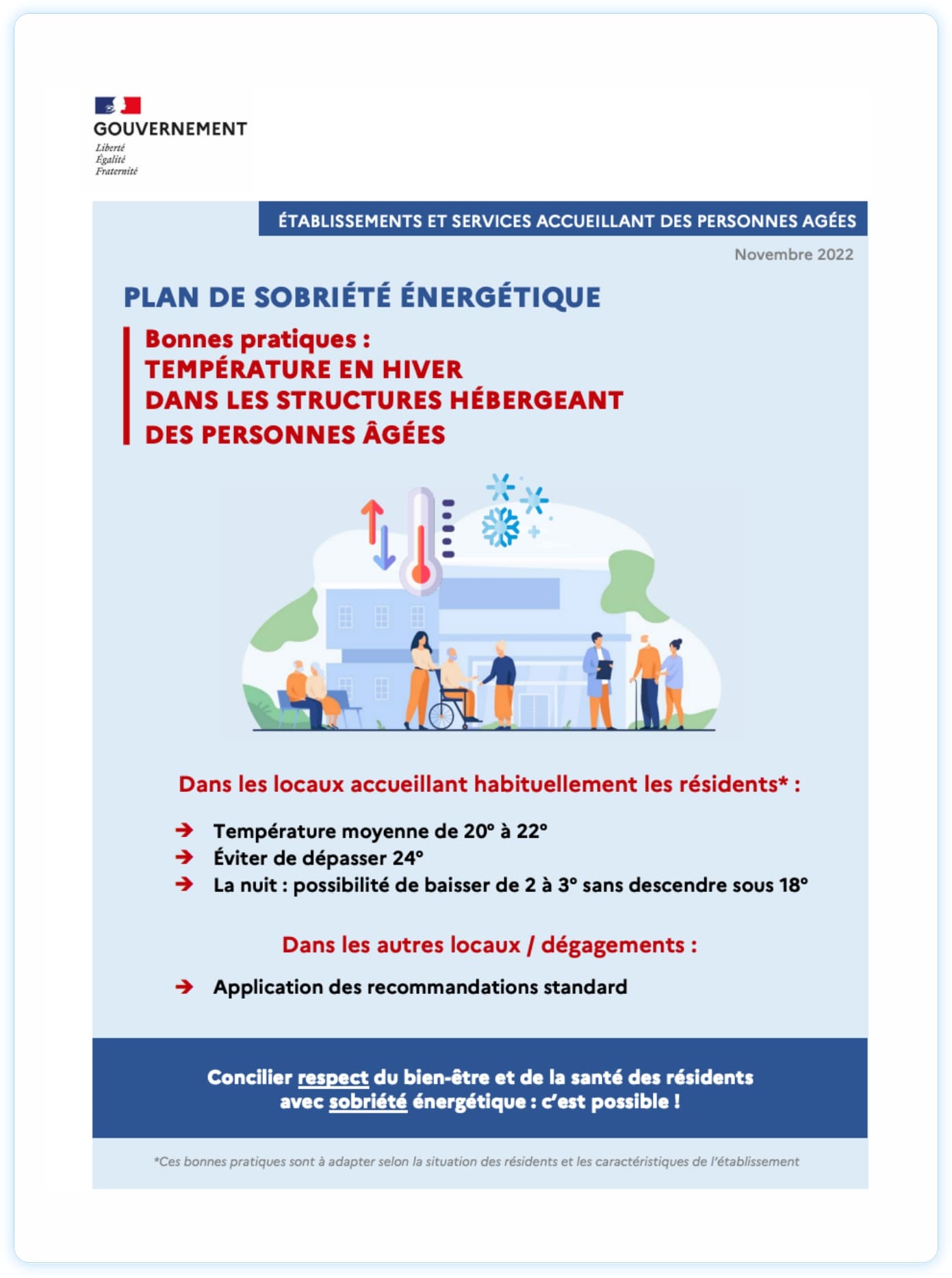 Document du gouvernement sur le plan de sobriété énergétique