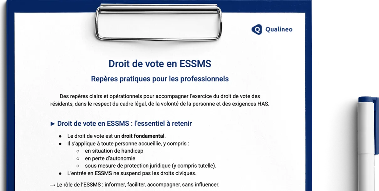 Modèle concernant le droit de vote essms sur une feuille blanche.