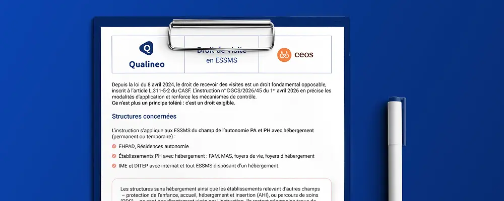modele droit de visite de qualineo sur un calepin.
