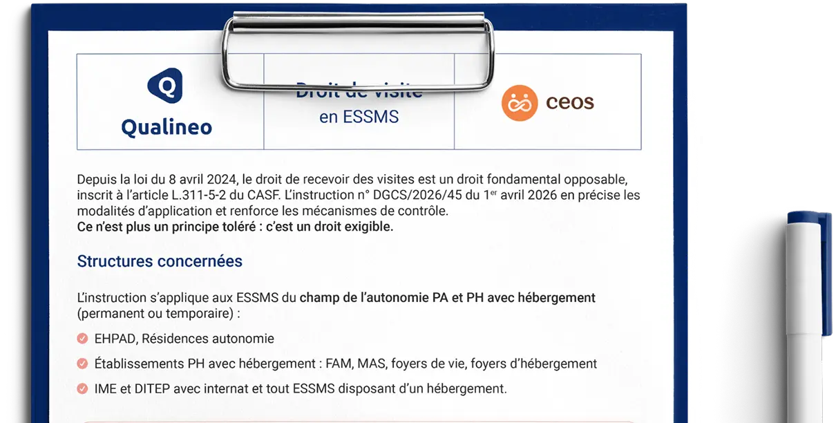 modele droit de visite de qualineo sur un calepin.