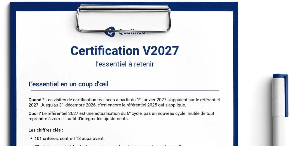 Modèle sur l'essentiel à retenir autour de la certification V2027