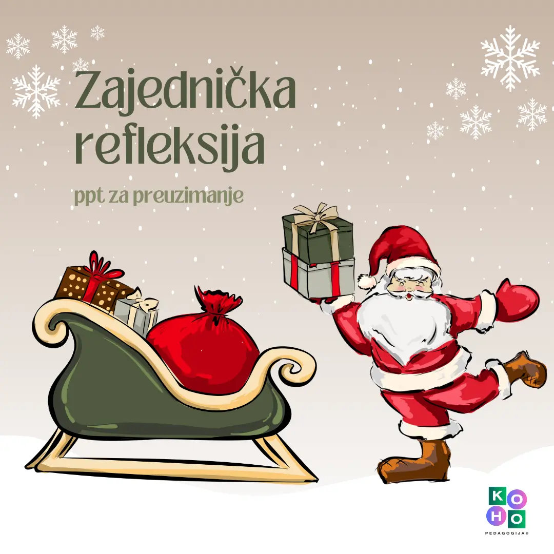 Ilustracija naslovnice prezentacije za radionicu o timskoj refleksiji na kraju godine.