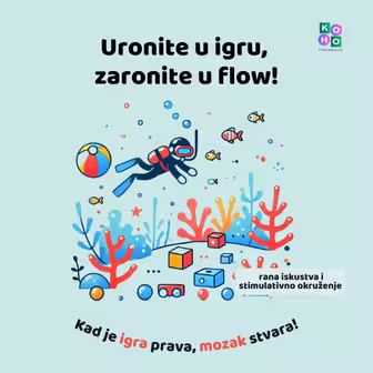 Ilustracija ronioca u moru, metafora igre.