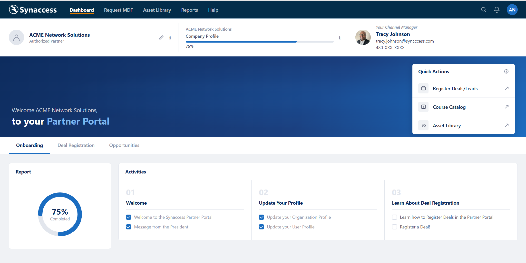 Synaccess Partner Portal dashboard
