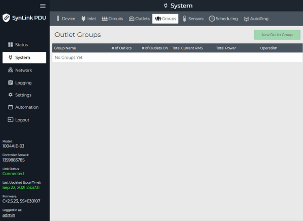 Demo creating outlet groups