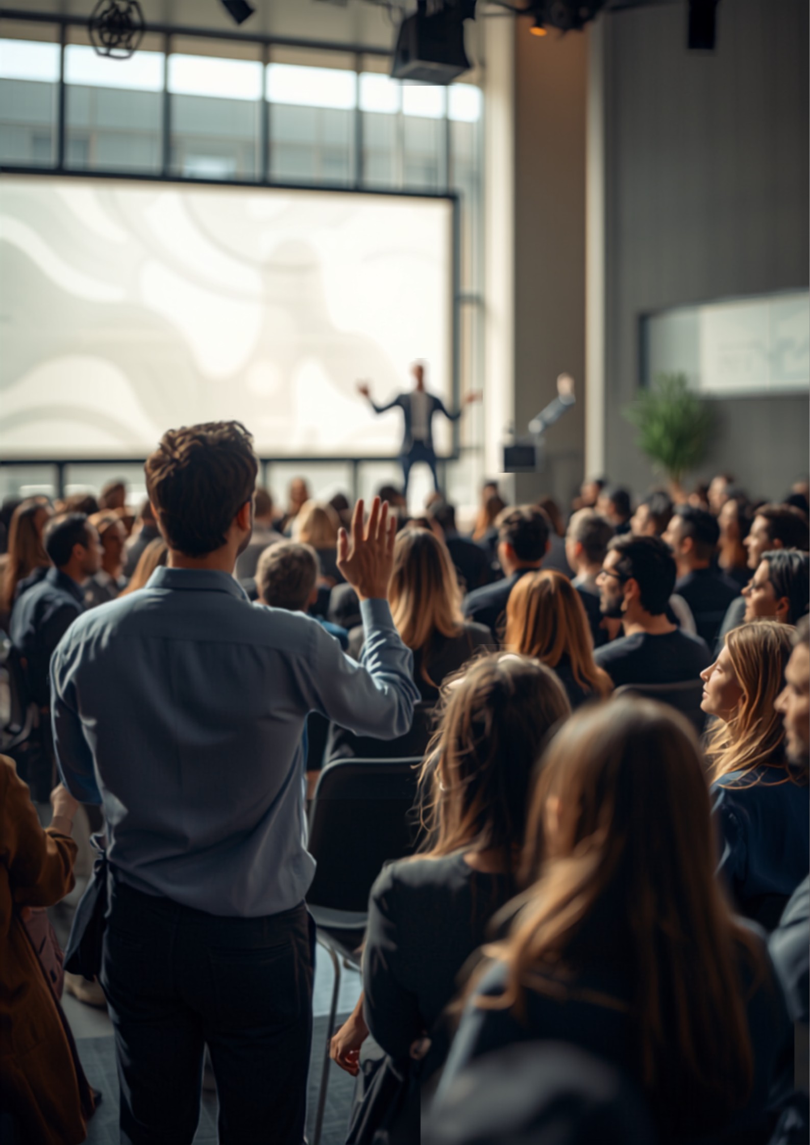 Founder presenting on stage at a startup and investor conference