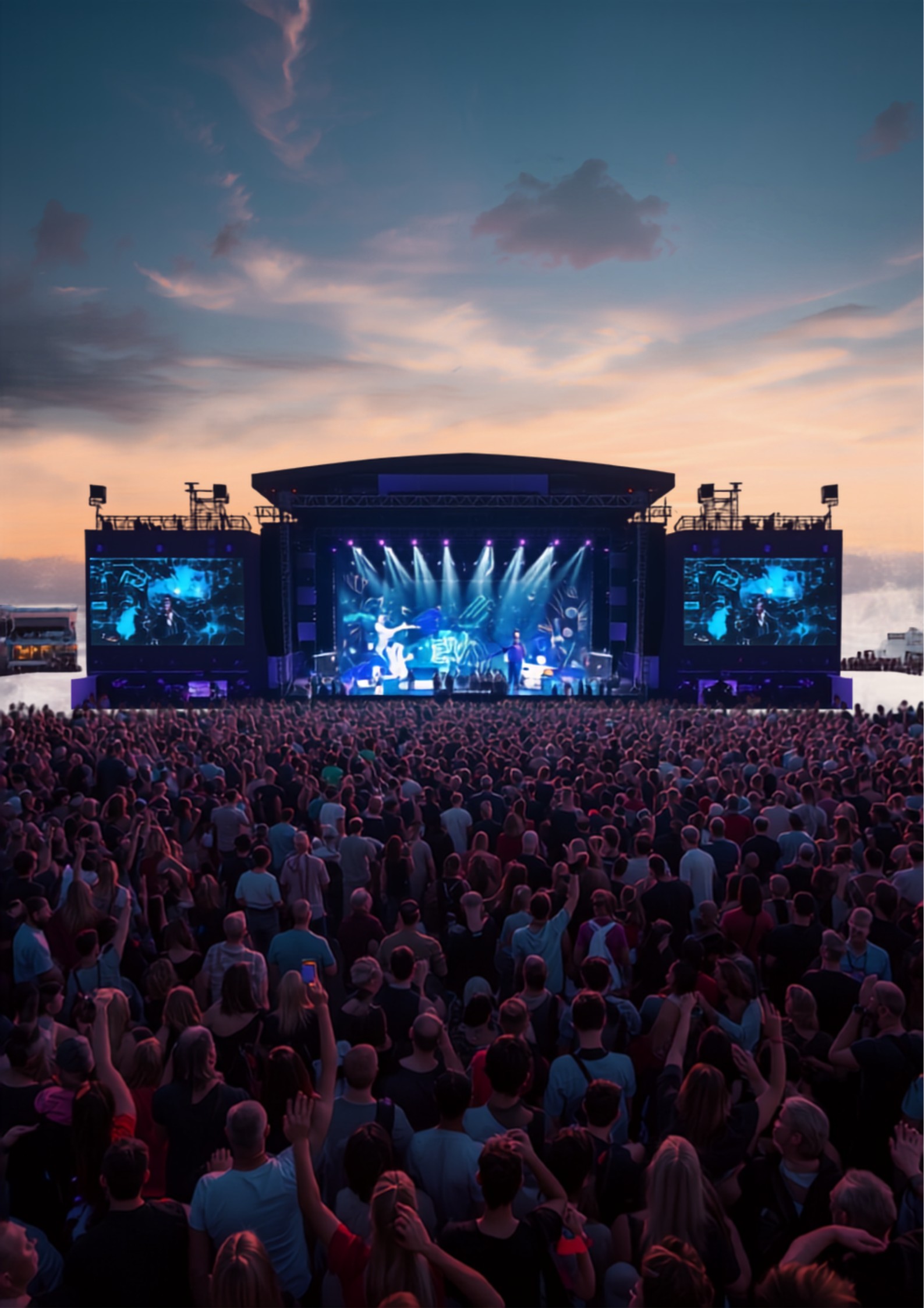 Large technology and startup festival main stage with a big crowd and lighting