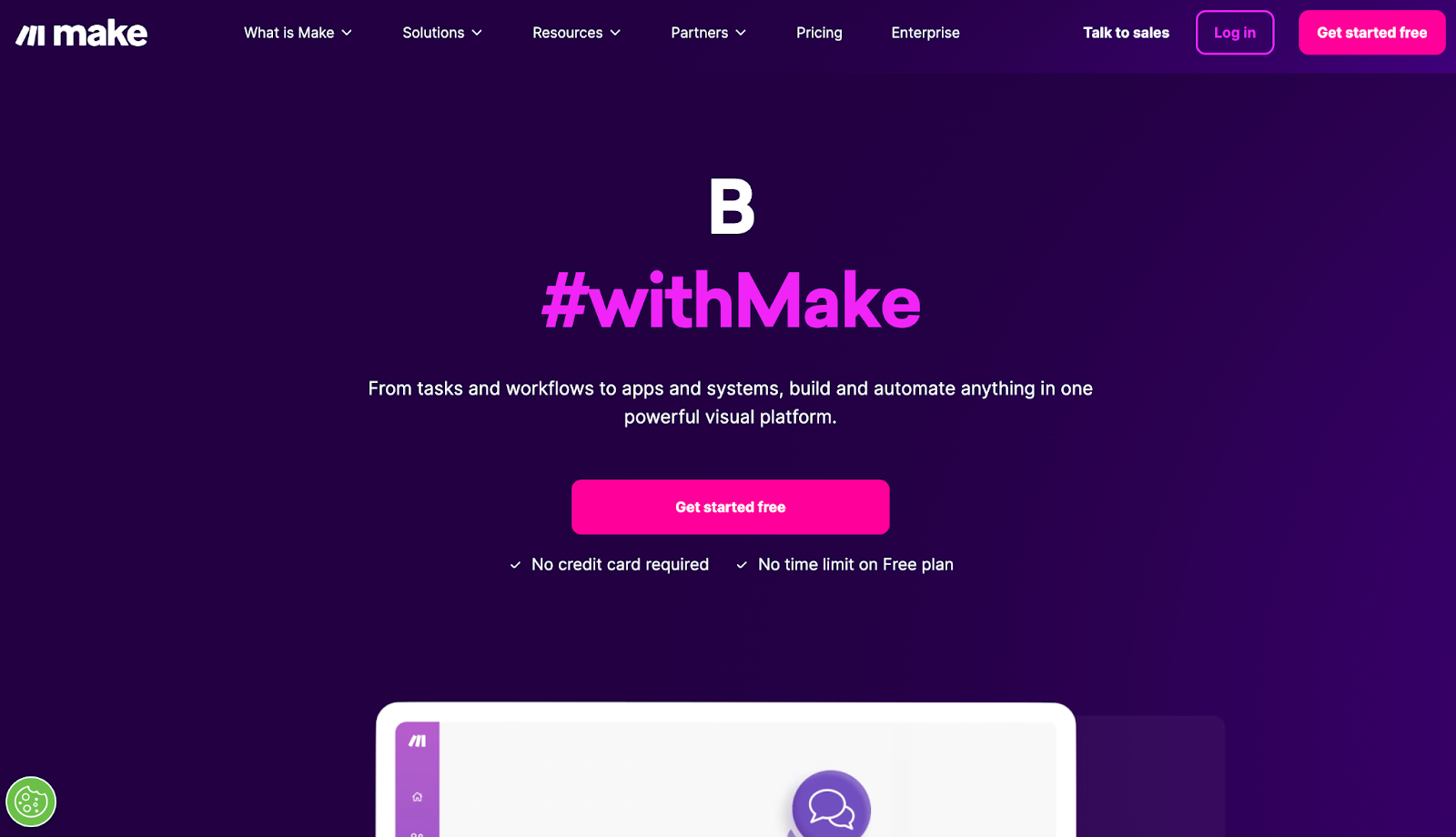 Make's visual scenario builder connecting multiple apps with modules