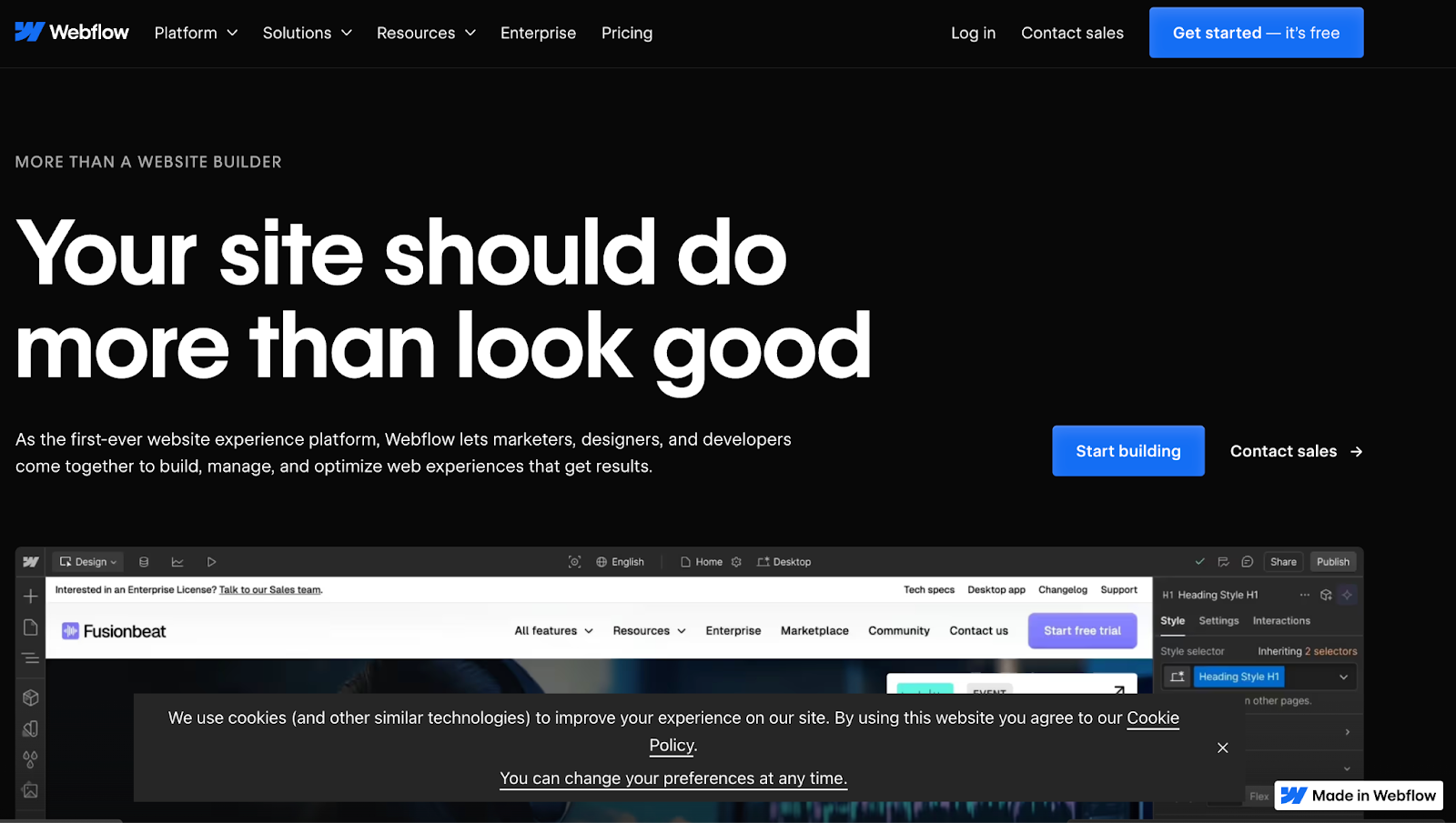 Webflow's native Logic feature configuring an automated workflow