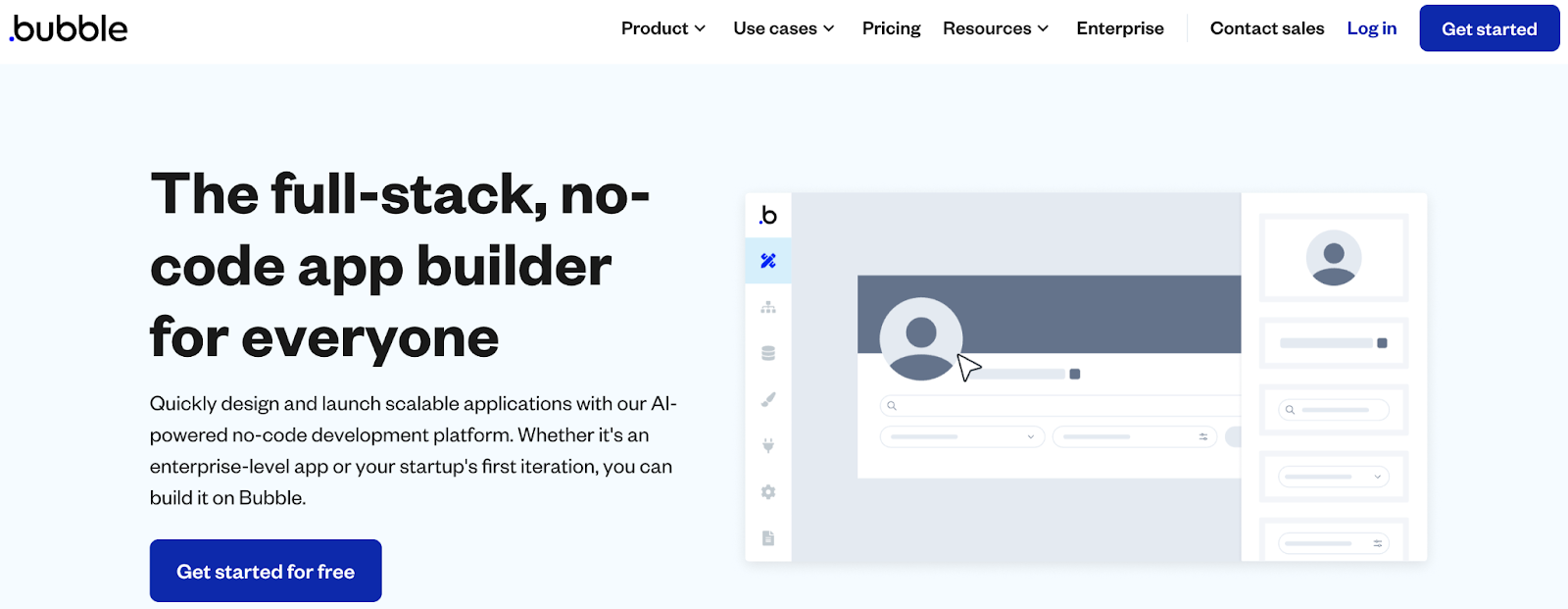 Bubble's visual programming canvas for building app workflows