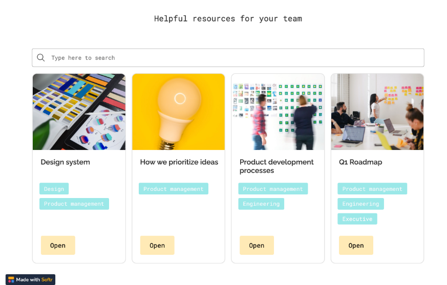 Softr landing page