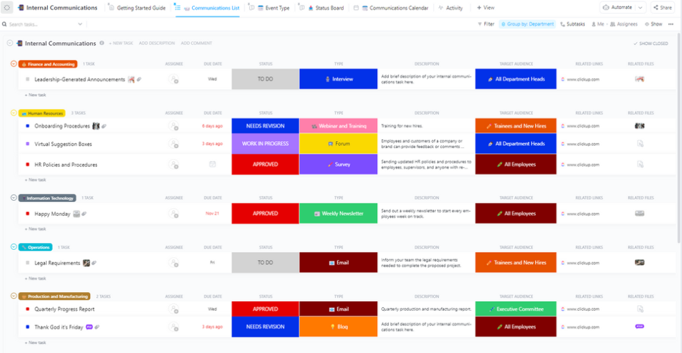 ClickUp's intranet software
