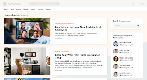 Axero's intranet software