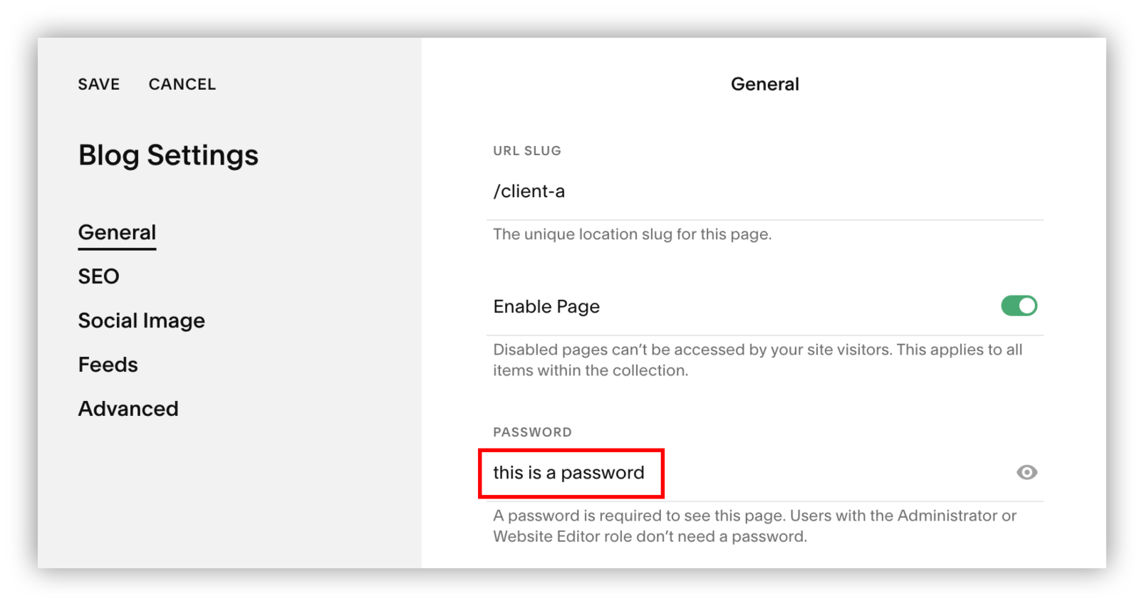 Add password protection and a relevant name