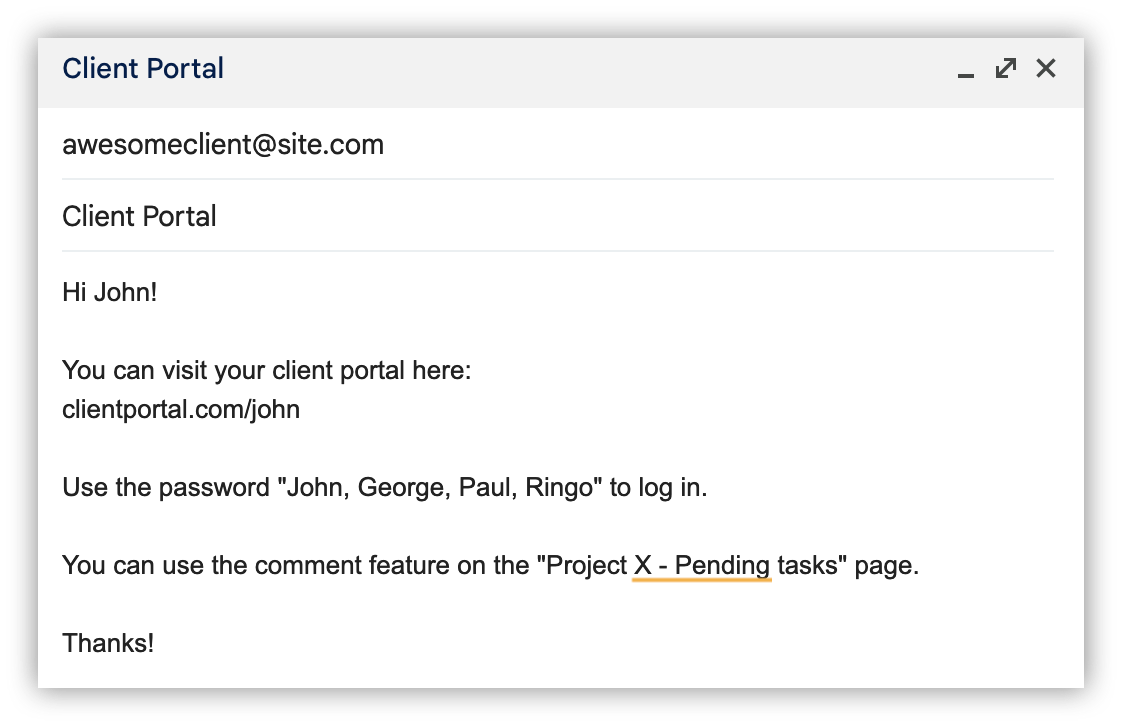 Send the blog link to your client