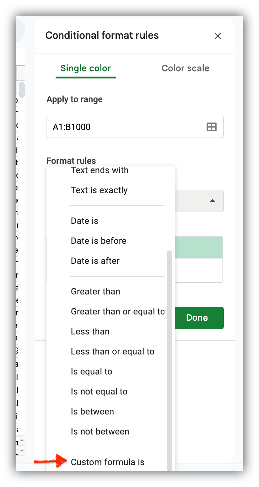 Step 3: Enter the formula that will match your search criteria