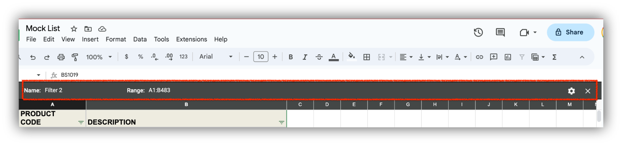 Step 2: Set conditions for each column using the filter options