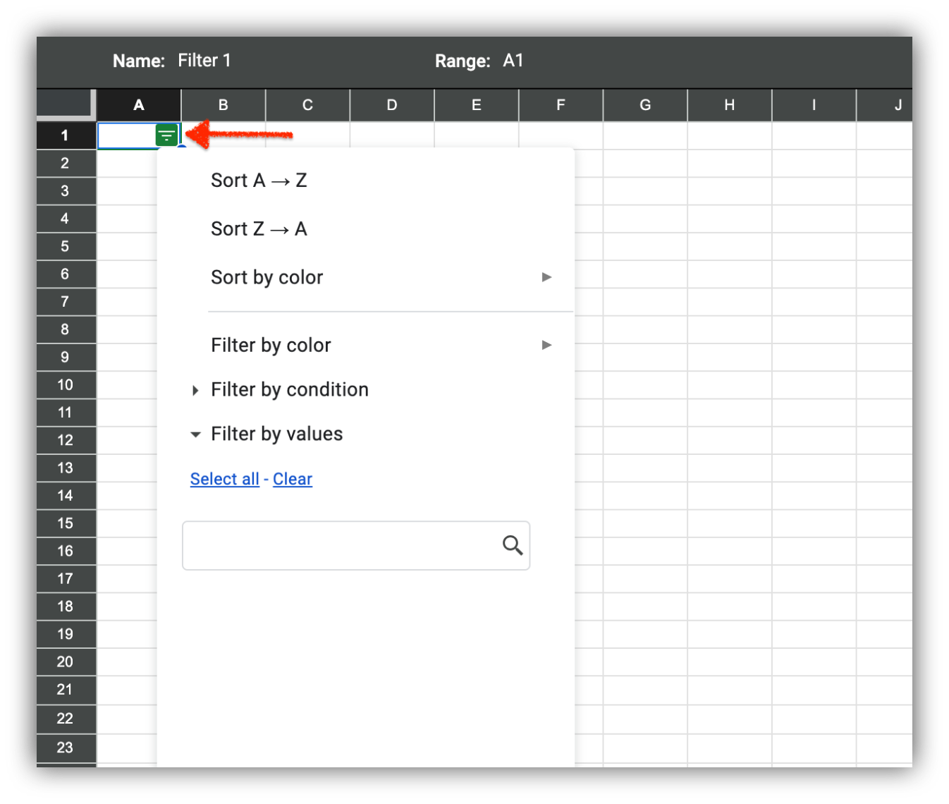 Step 3: Click on the column dropdown where you want to apply a filter