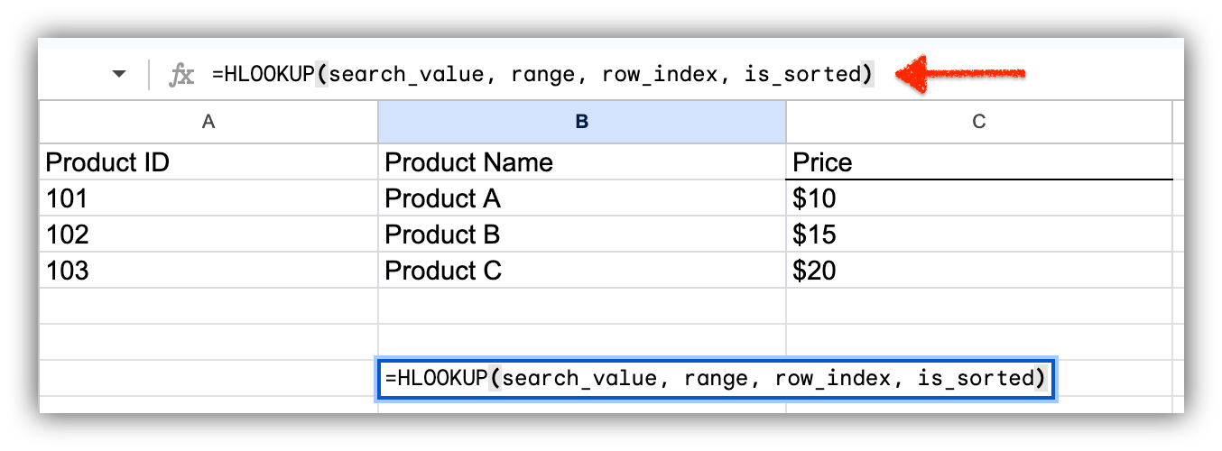 Step 3: Set Up the HLOOKUP Function