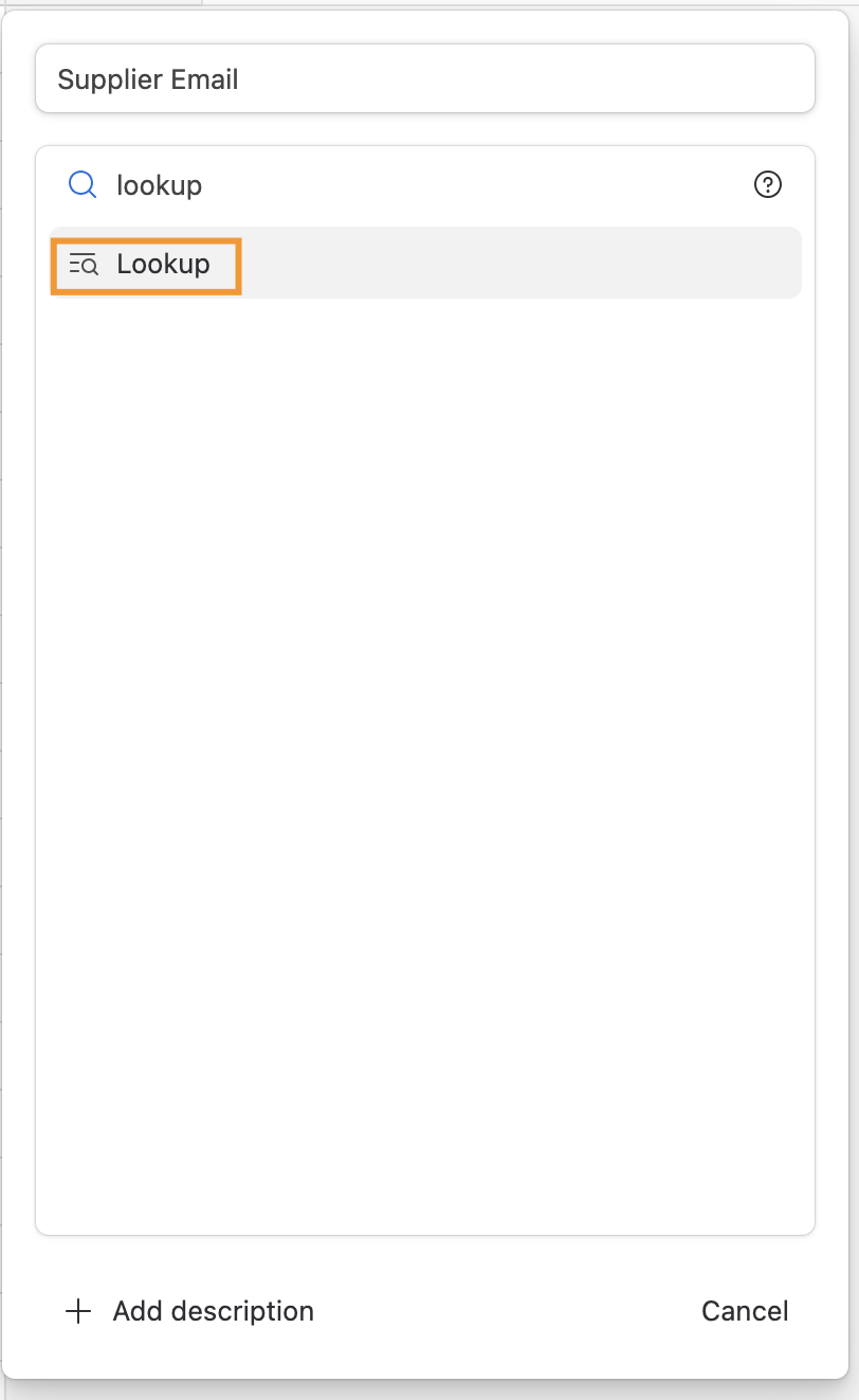 Step 2.2: Set field type to Lookup