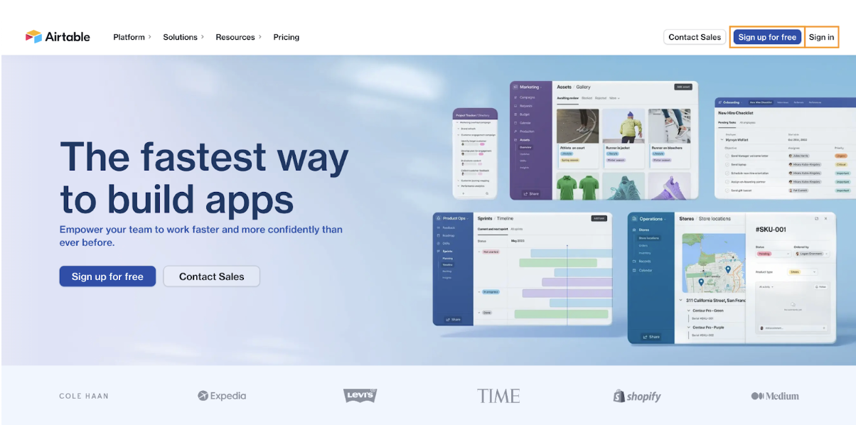 Step 1: Sign in or sign up to Airtable