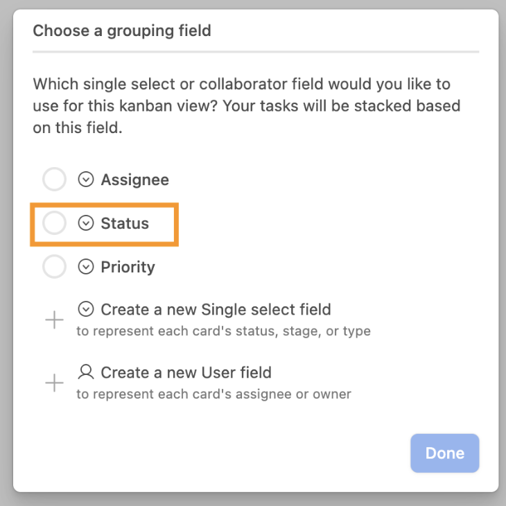 Step 4.3: Choose a grouping field