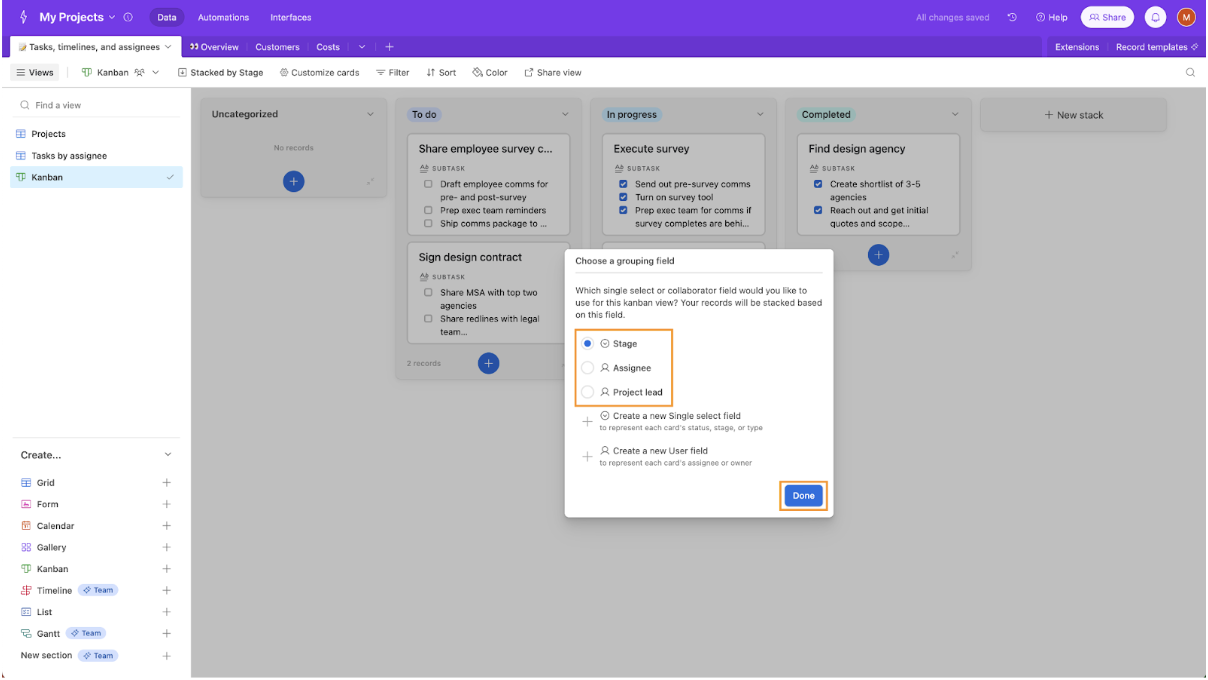 Step 3.2: Adjust the kanban settings