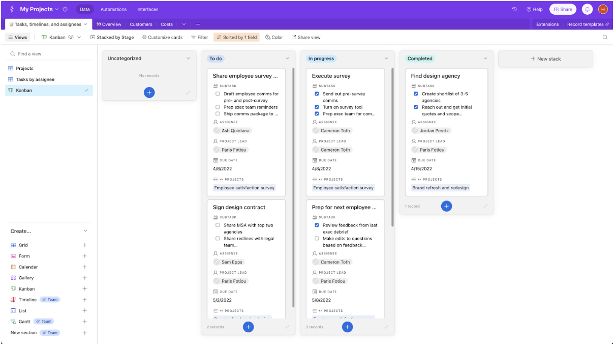 Step 5: You’ve created a kanban board in Airtable