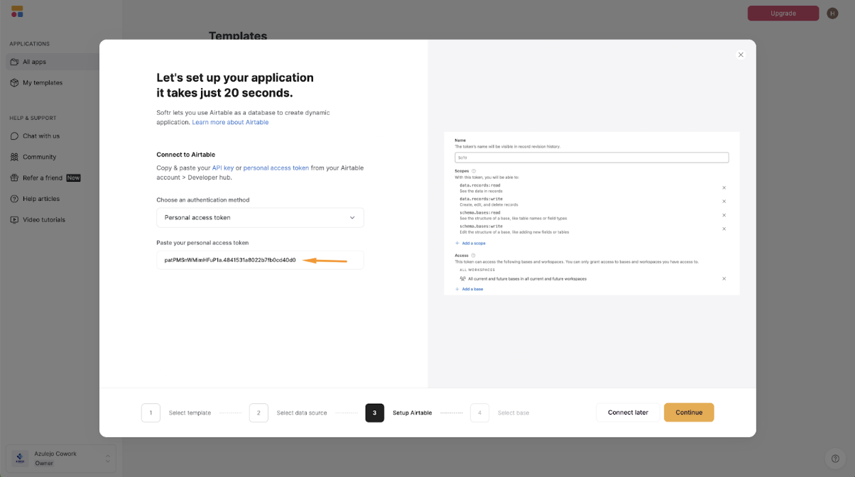 Step 6.5: Paste your token on Softr