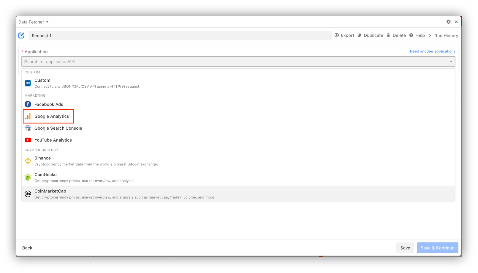 Google Analytics importing step 1