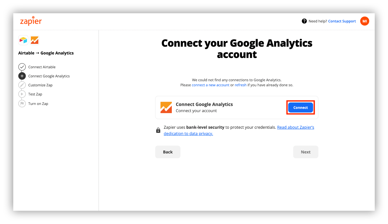 Connect GA with Zapier